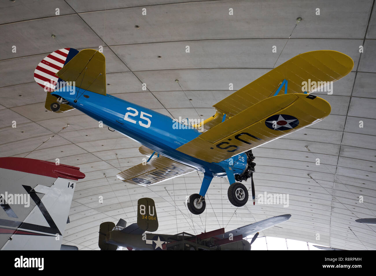 Boeing Stearman PT-17 at the American Air Museum, Duxford, Cambridgeshire,uk Stock Photo
