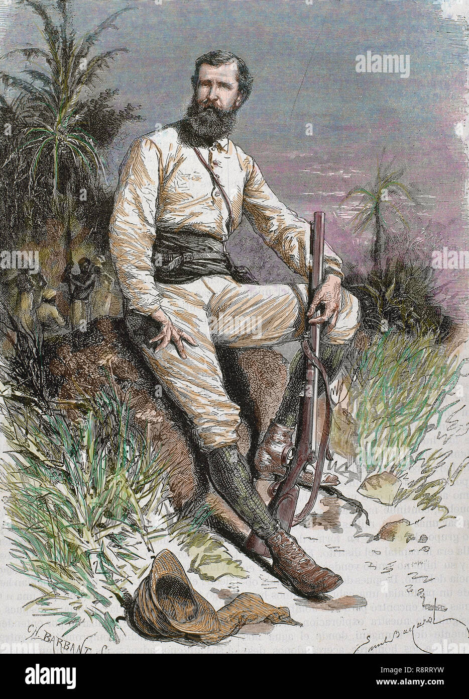 Cameron, Verney Lovett (1844-1894). British traveler and explorer. Engraving by Barbant. Colored. Stock Photo