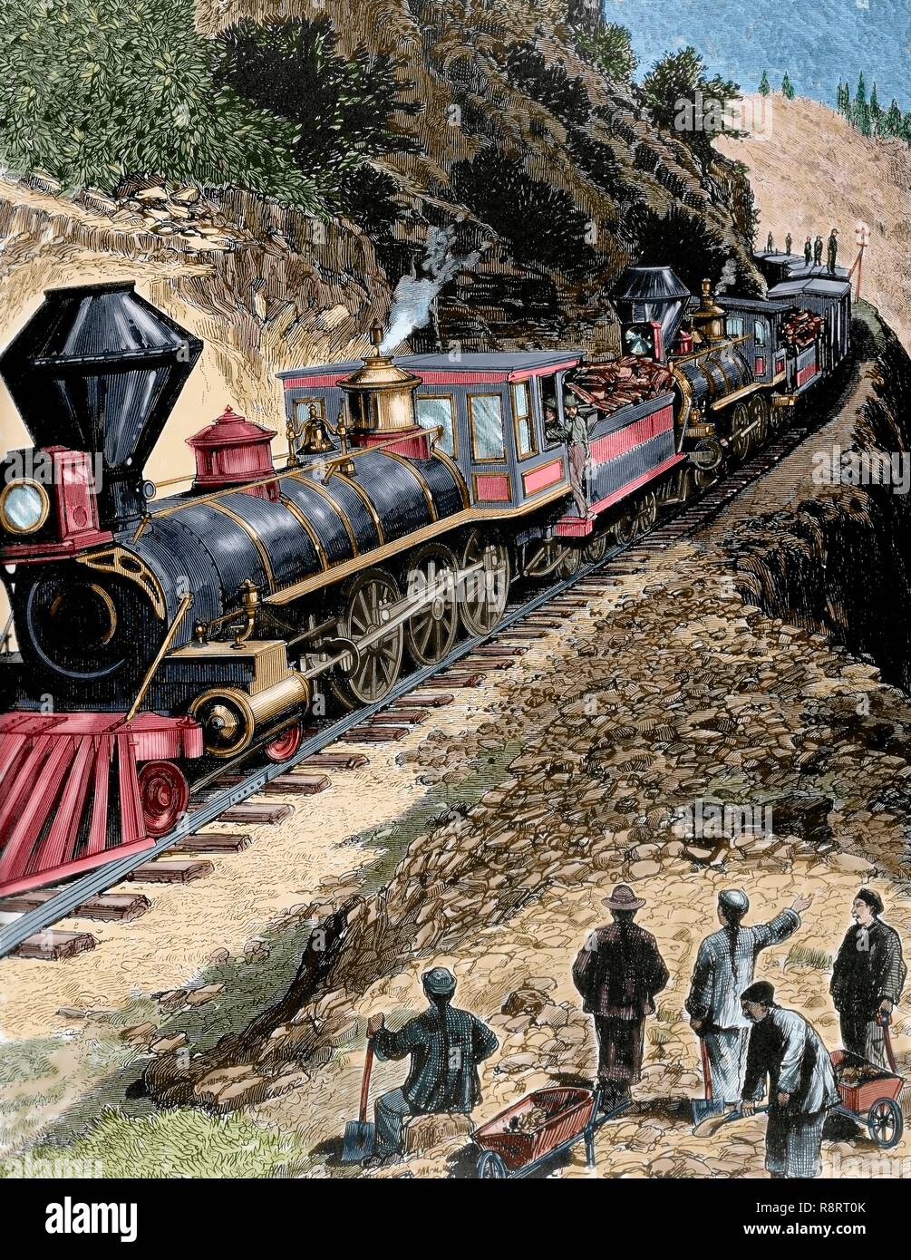 American Locomotive アート作品 Steam train america engraving hi-res stock photography and
