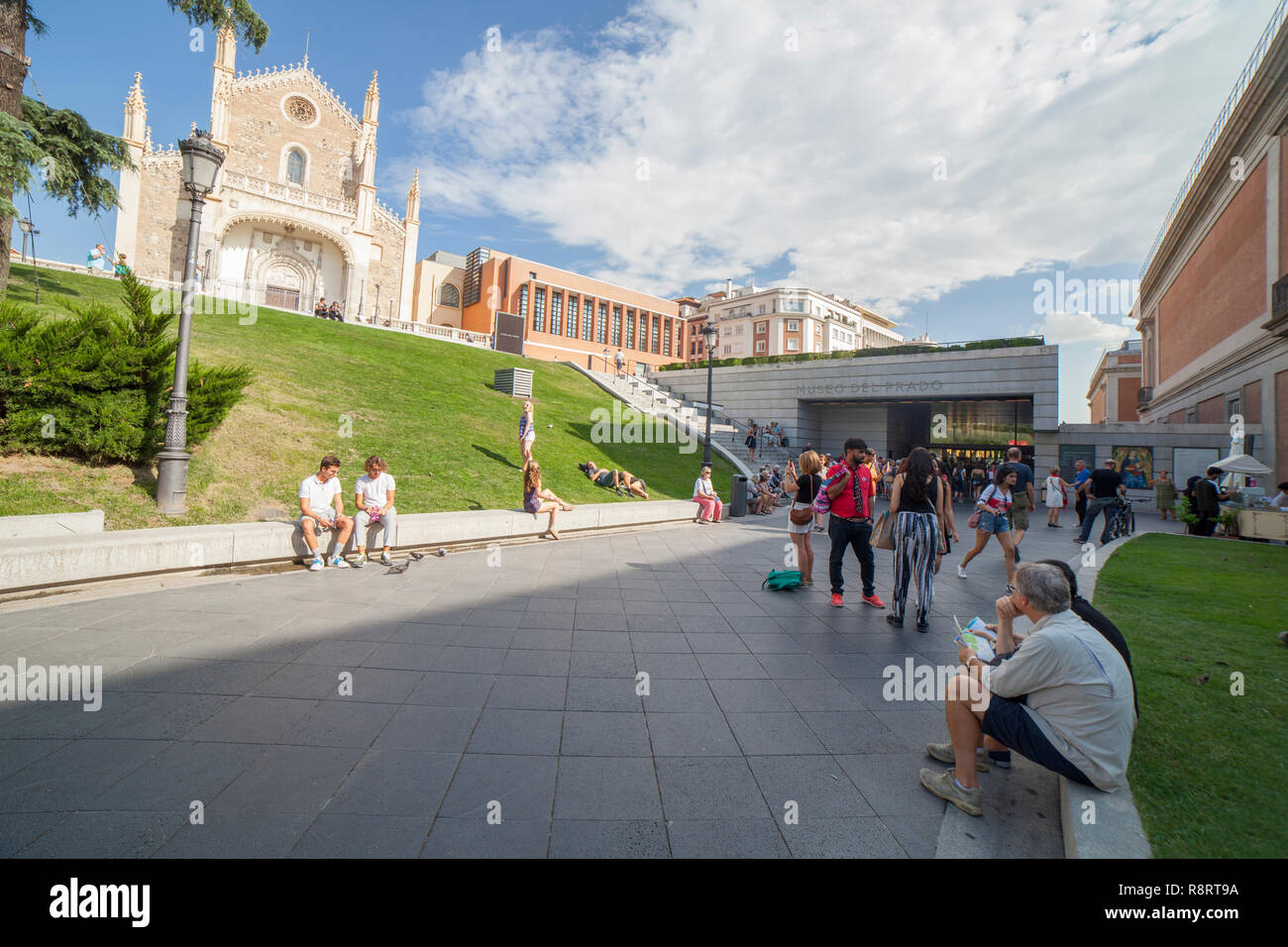 Madrid, Spain - Sept 12th, 2018: Los Jeronimos Gate at National Museum of the Prado, one of most important art gallery al over the world Stock Photo