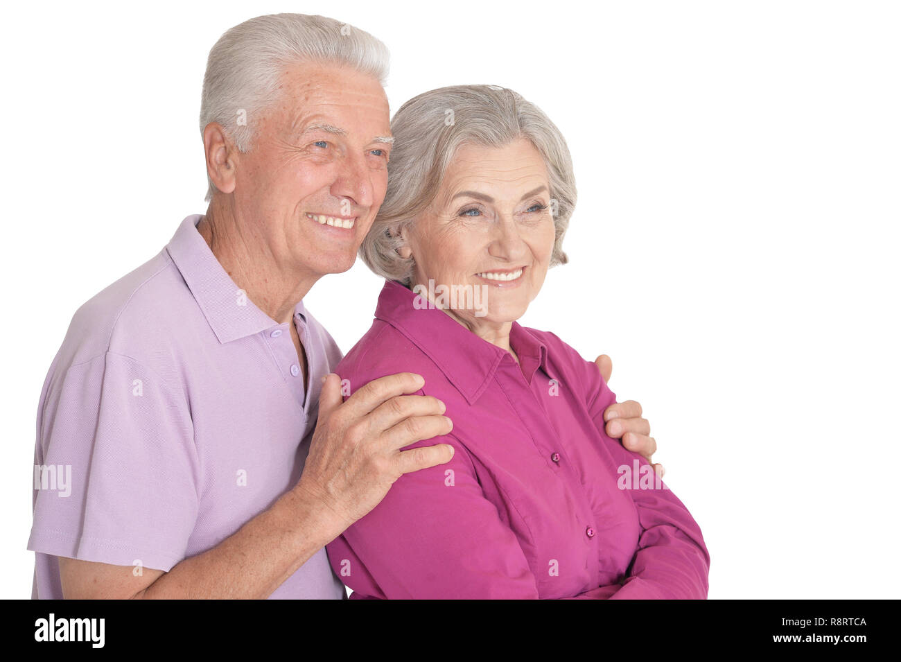 Happy senior couple isolated on white background Stock Photo