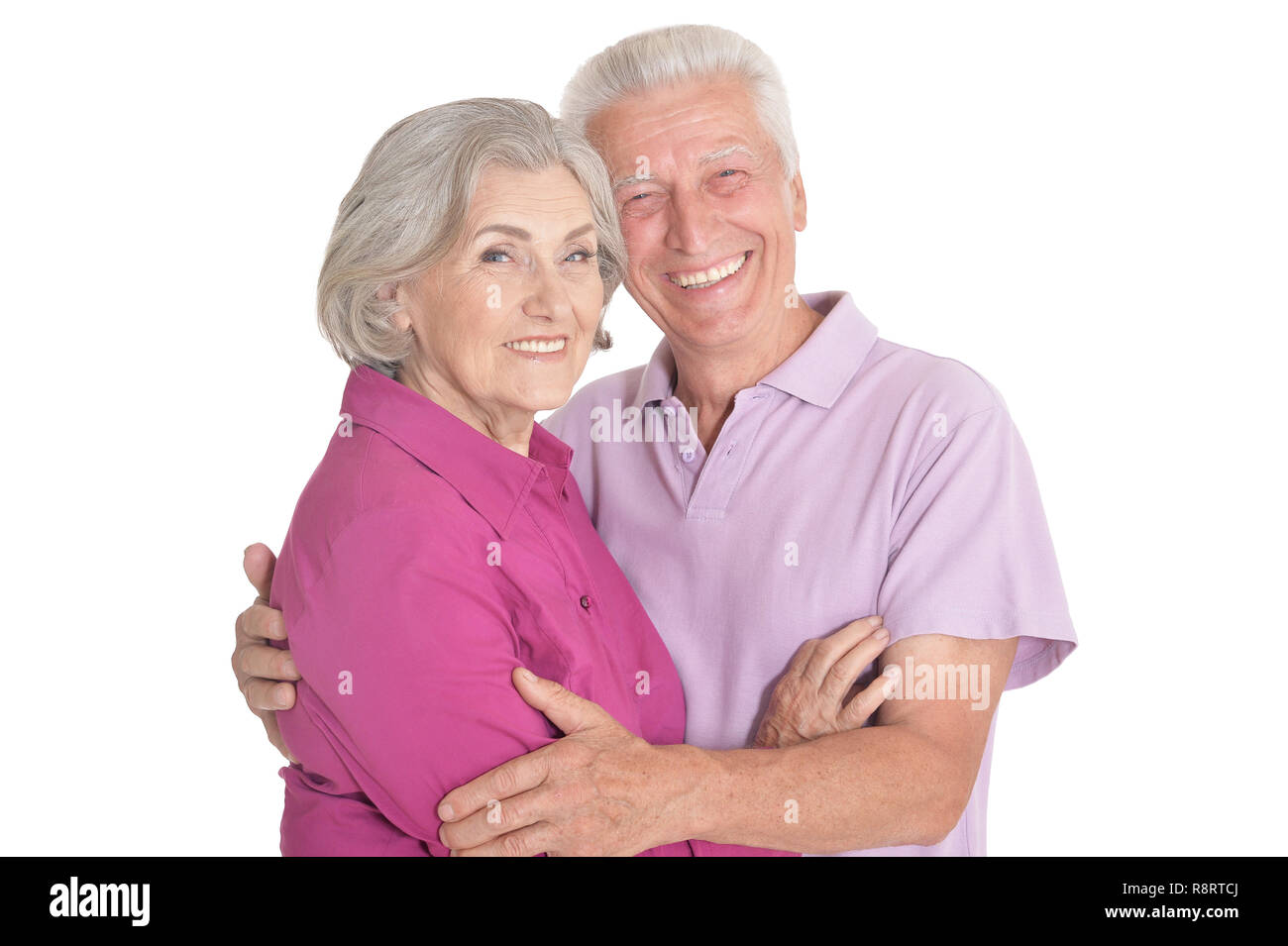 Happy senior couple isolated on white background Stock Photo