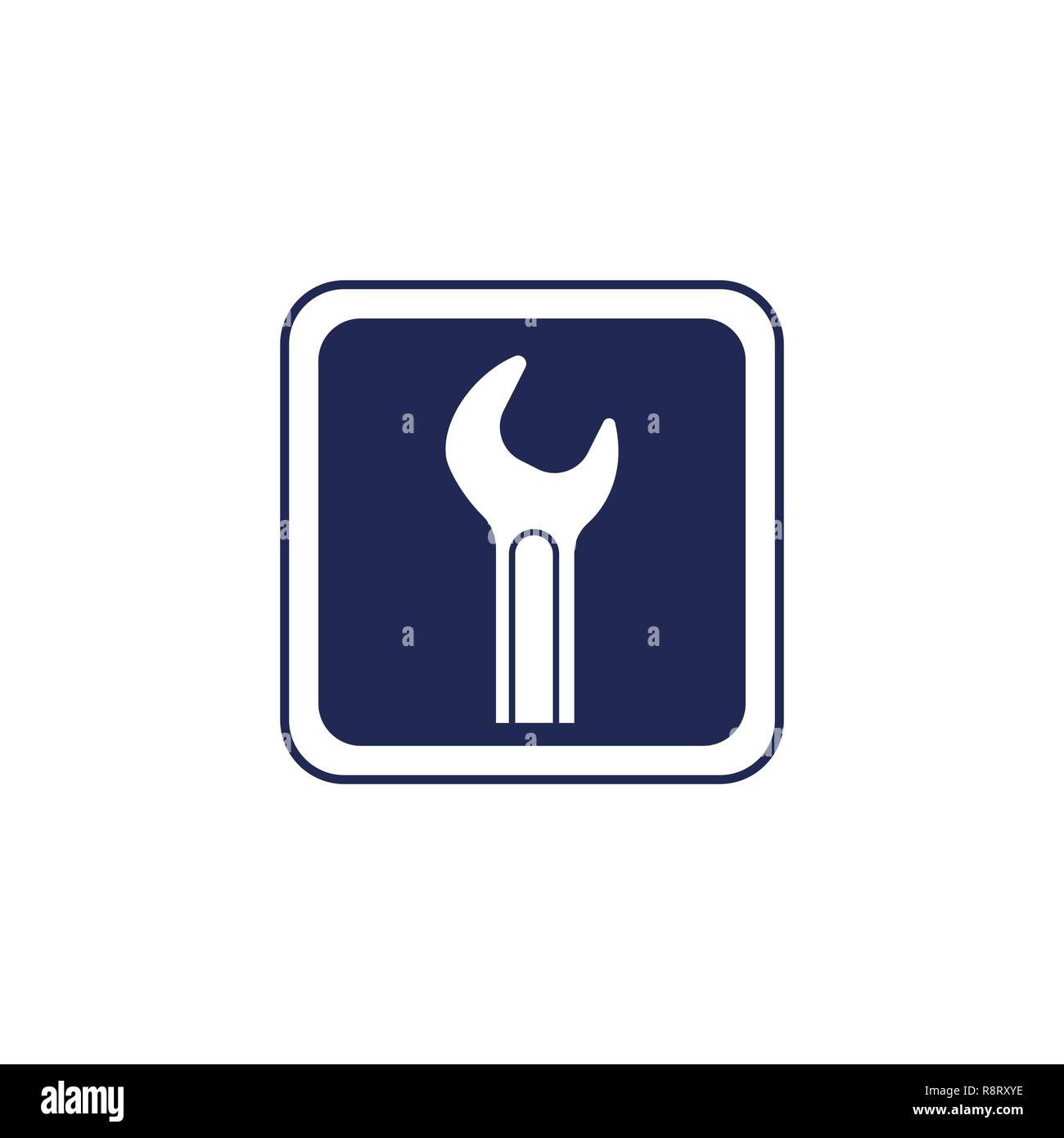 Spanner icon. Wrench vector service logo in flat style Stock Vector