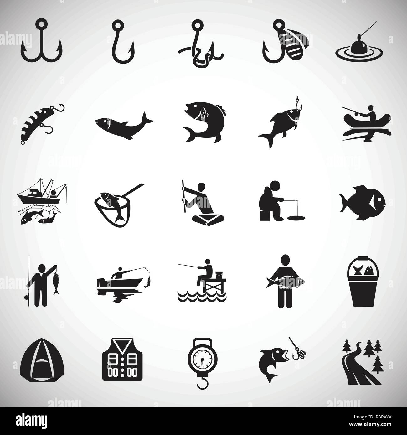 Fishing icon set white background for graphic and web design, Modern ...