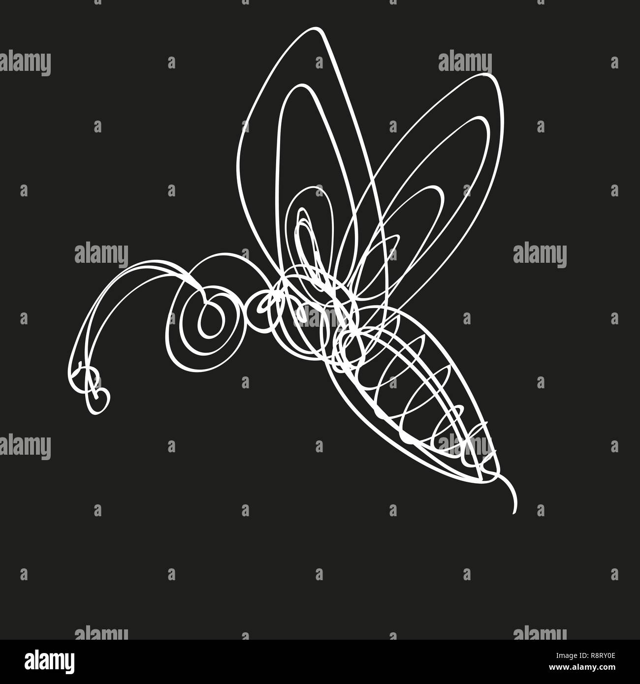 Hand drawn image of wasp in continuous line style. Vector illustration ...