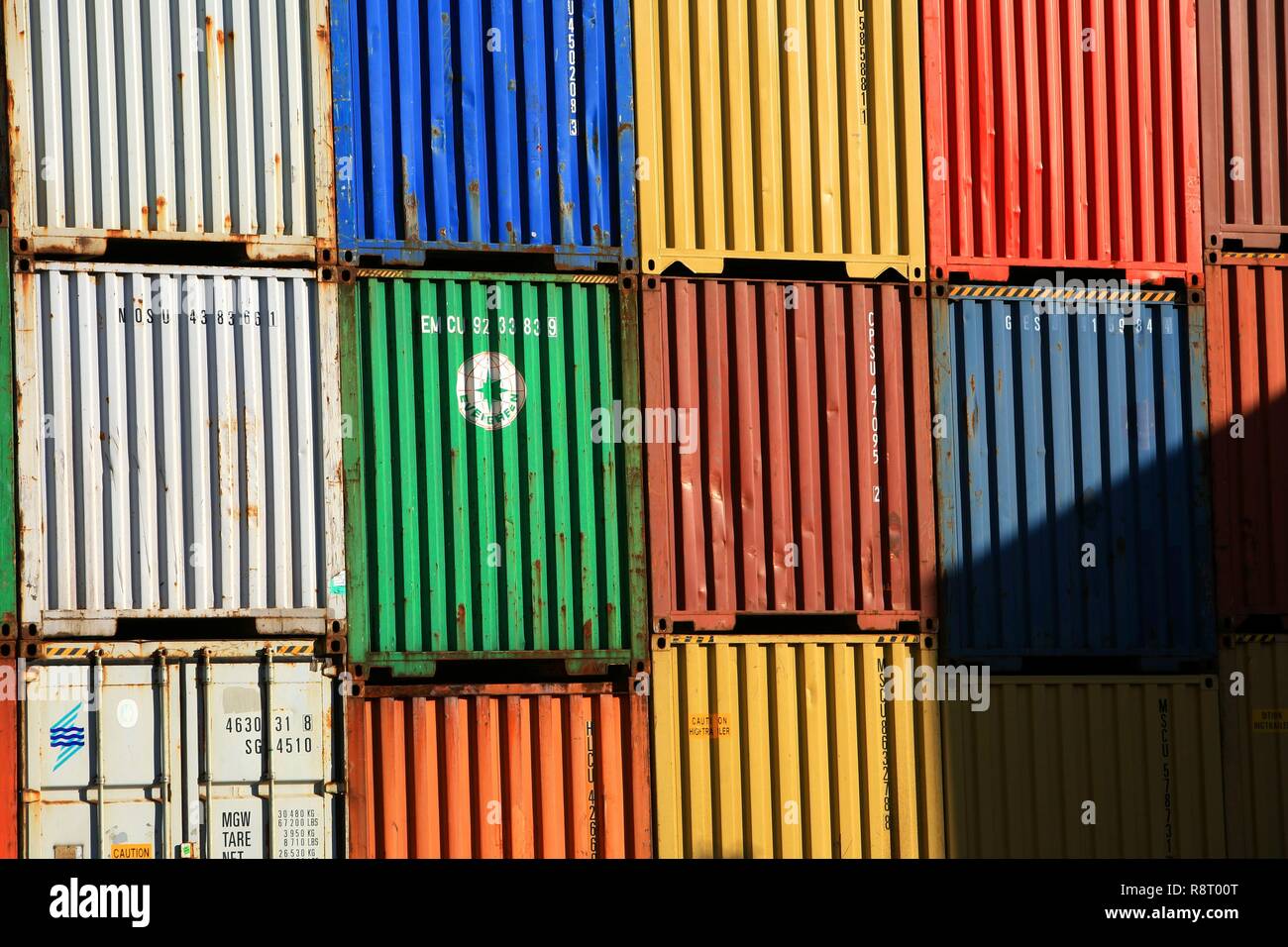 France, Rhône, Lyon, Container terminal of Port Edouard Herriot Stock Photo