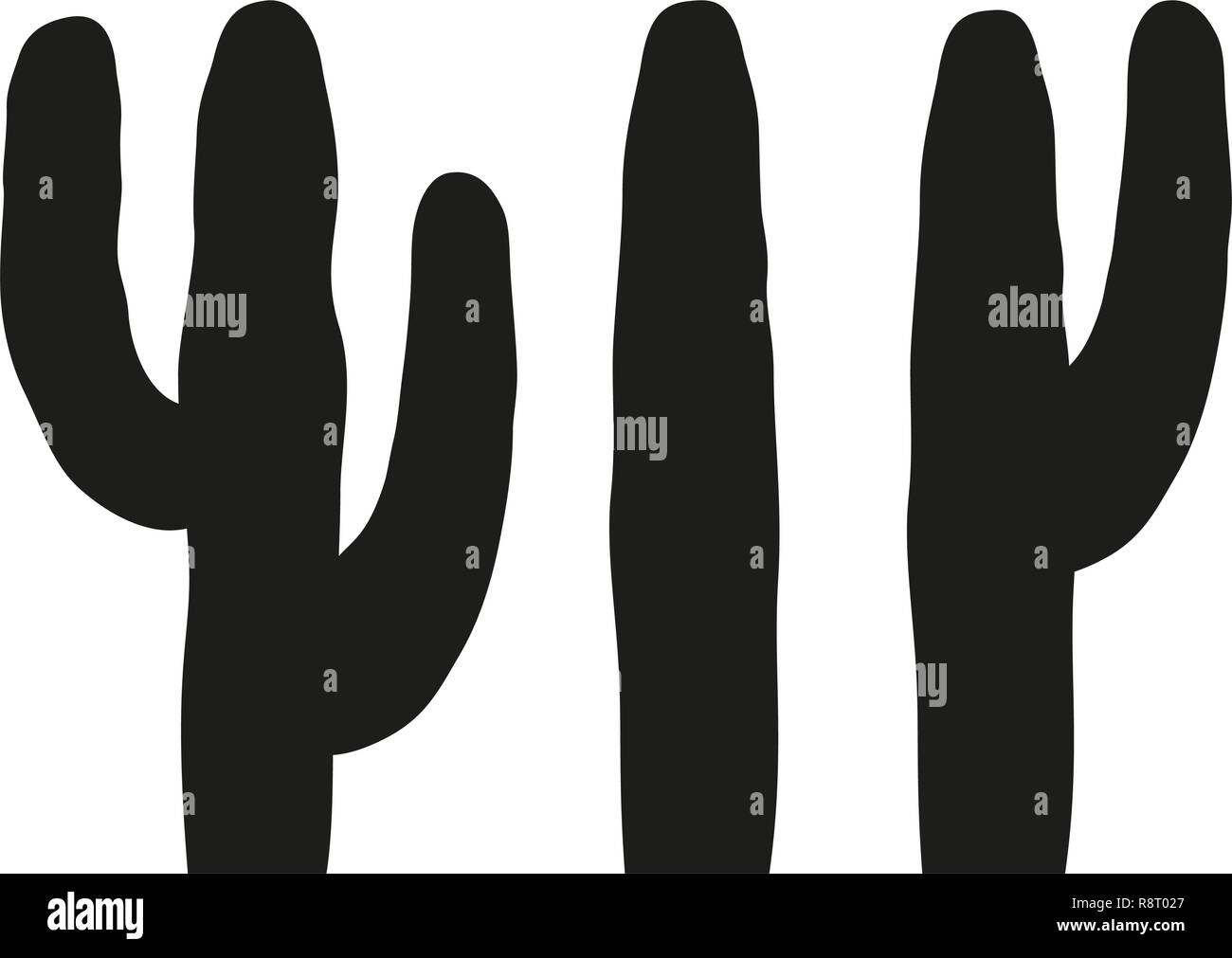 Black and white mexican cactus silhouette set. Stock Vector
