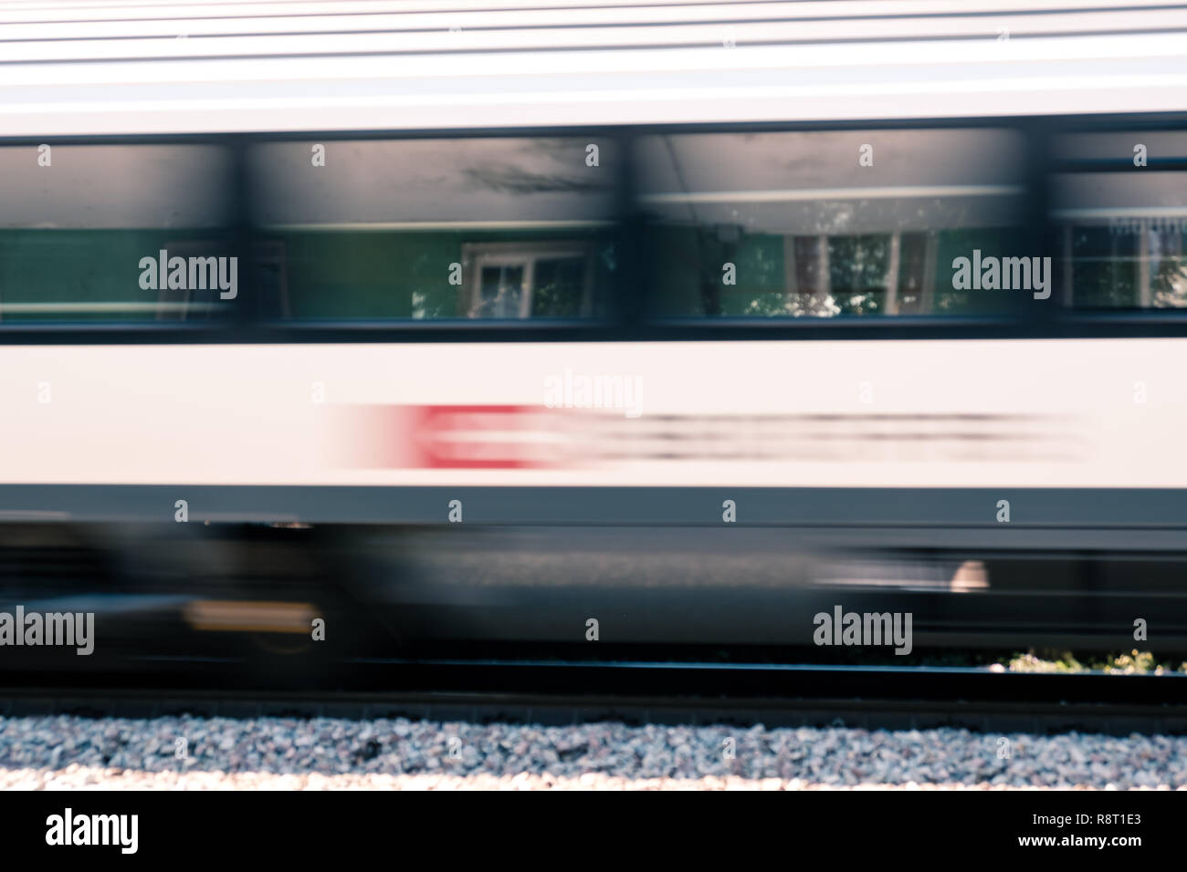 Mullheim, Baden-Wurttemberg, Germany - JULY 30 2018 : Train of Swiss railways (SBB CFF FFS) passing at high speed Stock Photo
