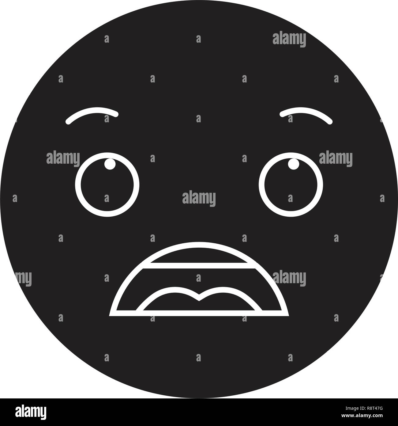 Astonished emoji black vector concept icon. Astonished emoji flat illustration, sign Stock Vector