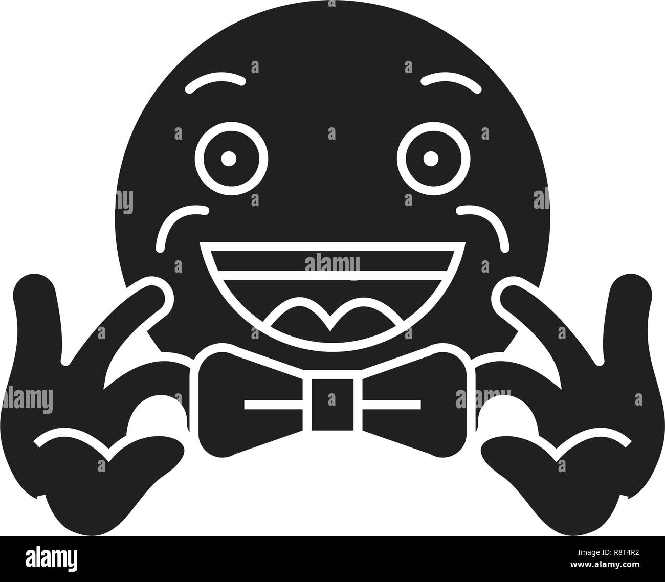Bow tie emoji black vector concept icon. Bow tie emoji flat illustration, sign Stock Vector