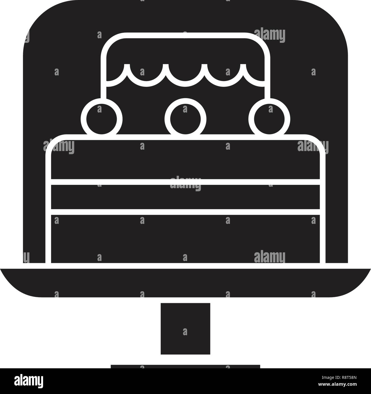 Cake stand black vector concept icon. Cake stand flat illustration
