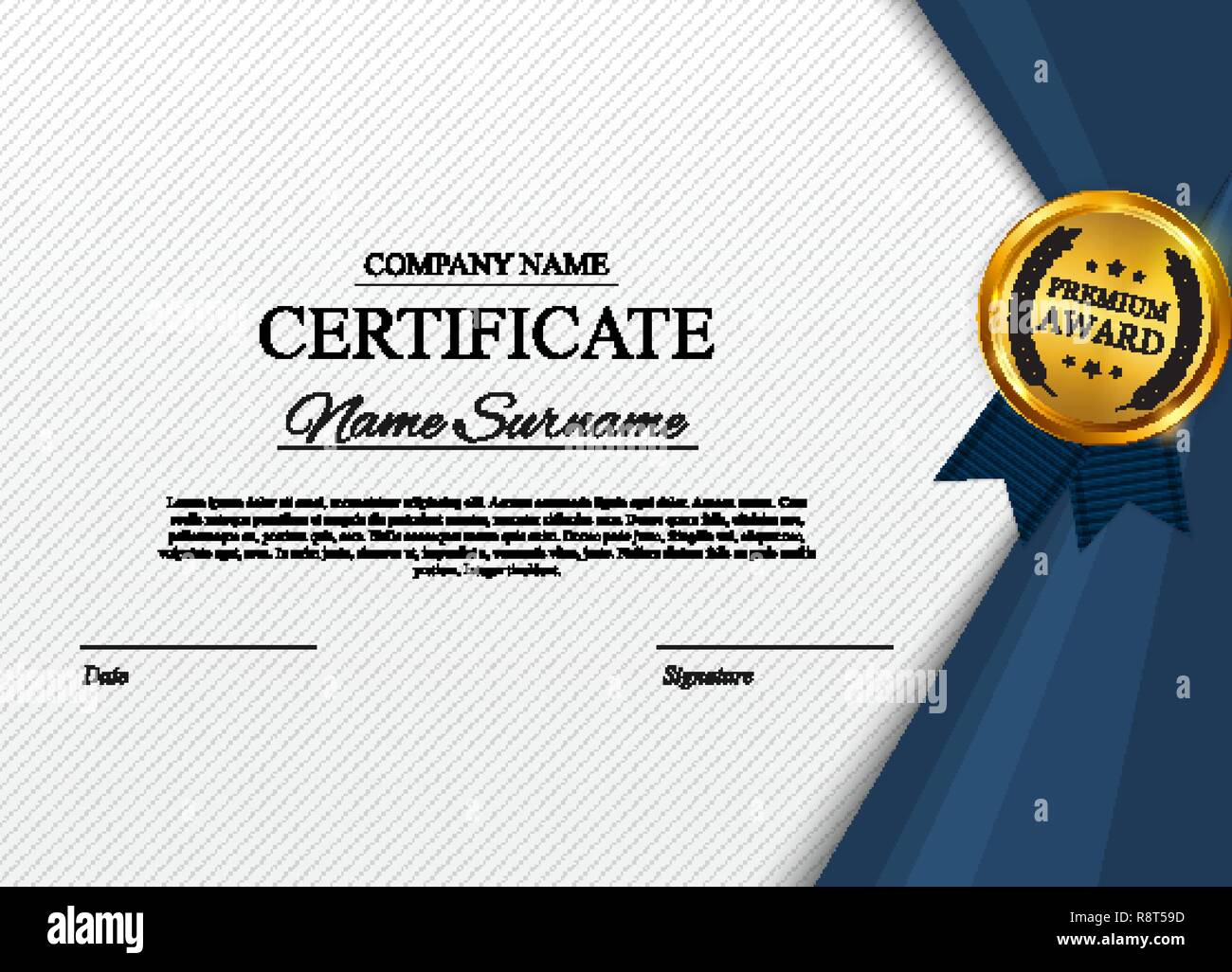 Certificate template Background. Award diploma design blank. Vector Illustration Stock Vector