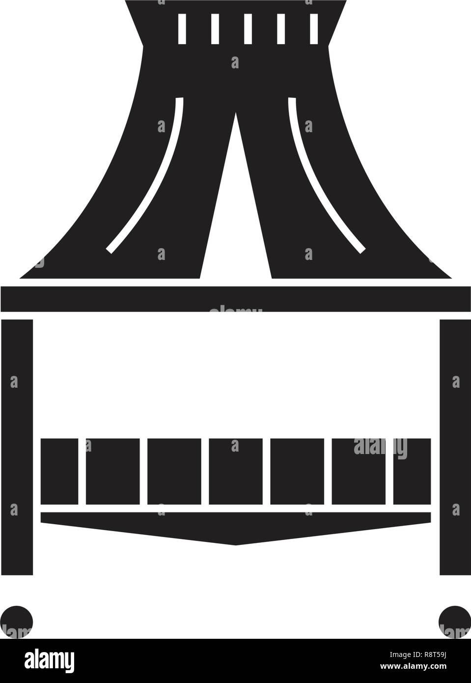 Canopy bed black vector concept icon. Canopy bed flat illustration, sign Stock Vector