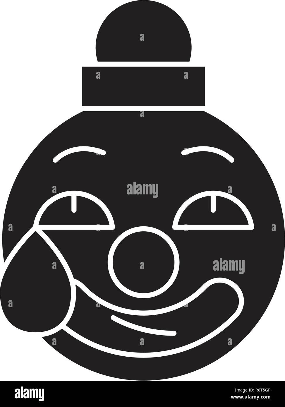Clown emoji black vector concept icon. Clown emoji flat illustration