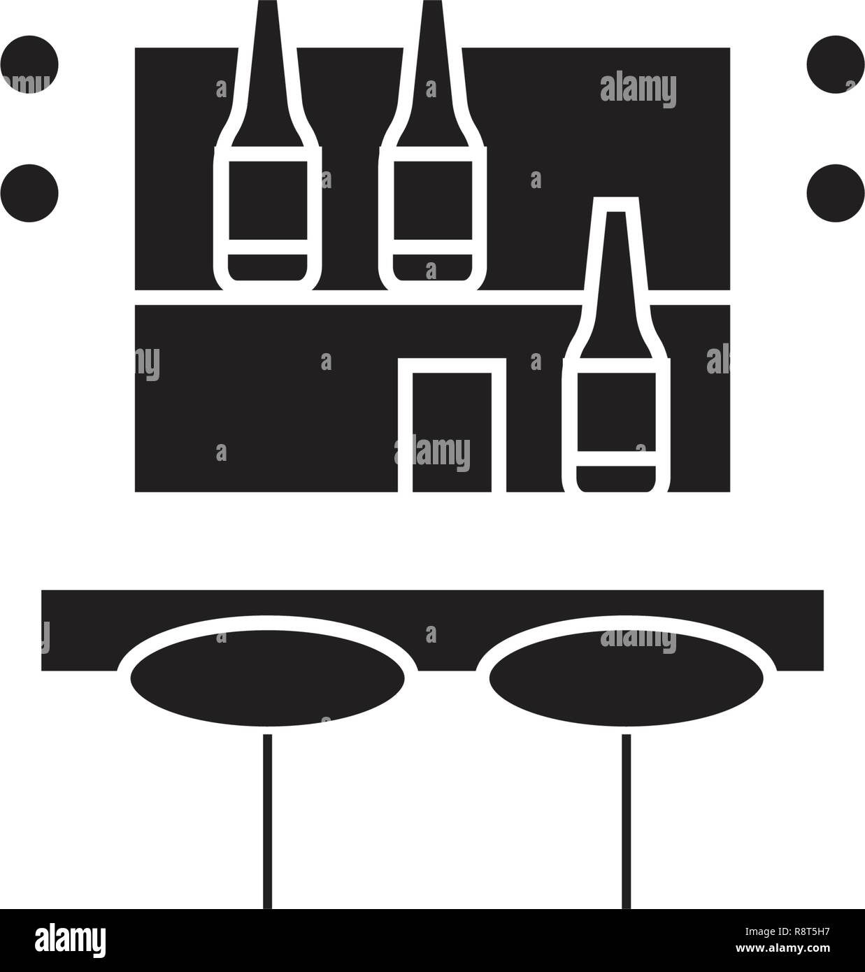 Cocktail bar black vector concept icon. Cocktail bar flat illustration