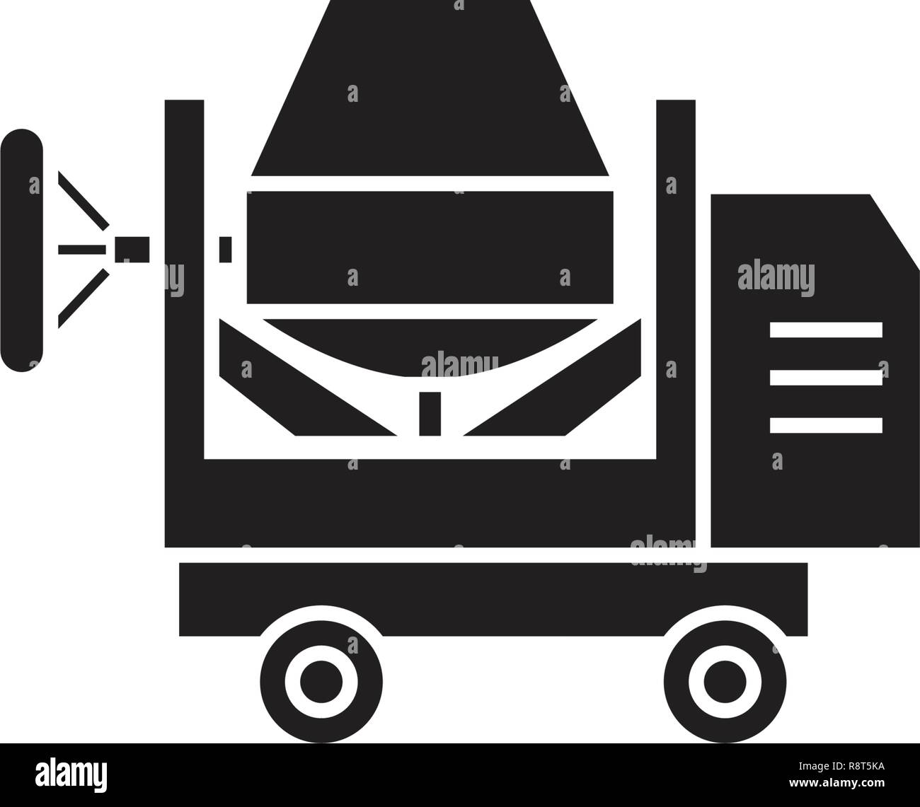 Concrete mixer black vector concept icon. Concrete mixer flat