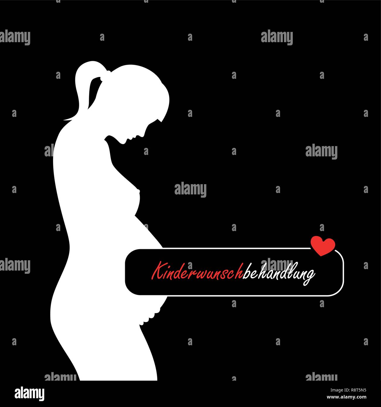 Pregnant woman silhouette child wish treatment vector illustration Stock Vector