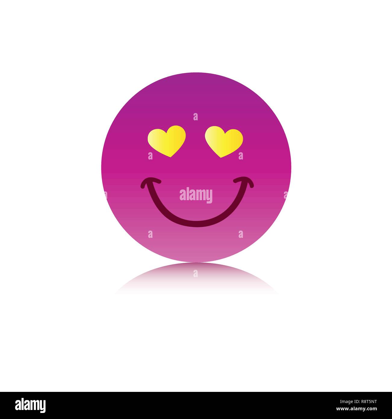 happy pink emoji face with hearts as eyes on white background vector illustration EPS10 Stock Vector