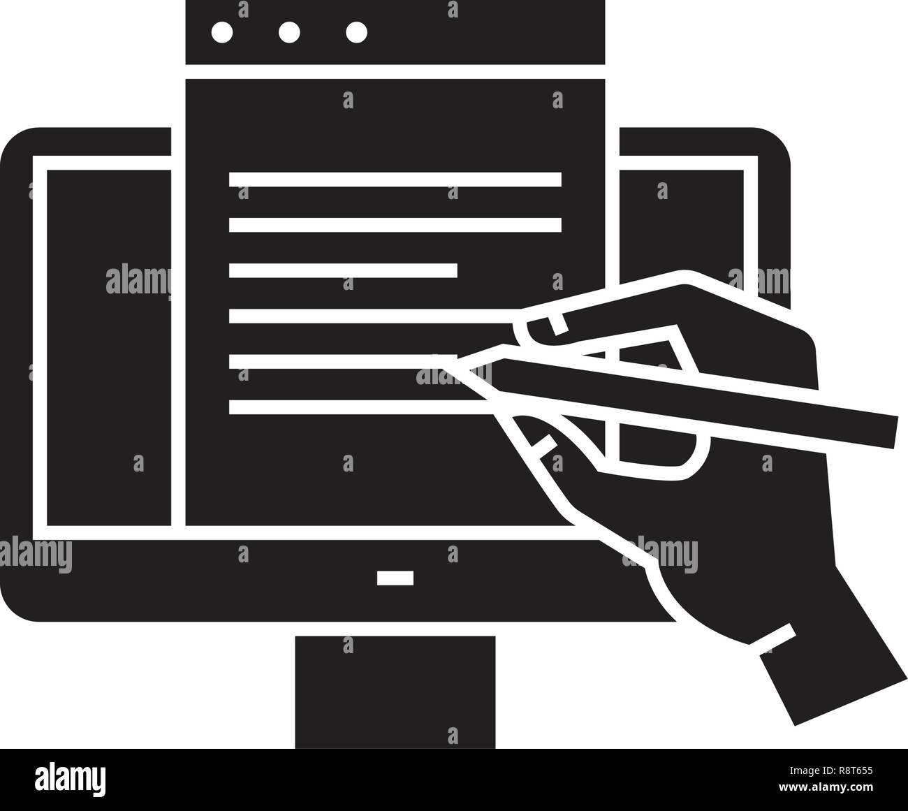 Digital writing black vector concept icon. Digital writing flat