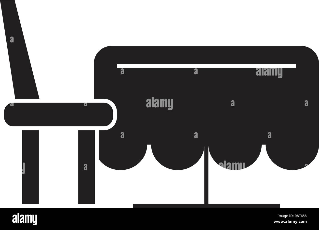 Dining table black vector concept icon. Dining table flat illustration ...