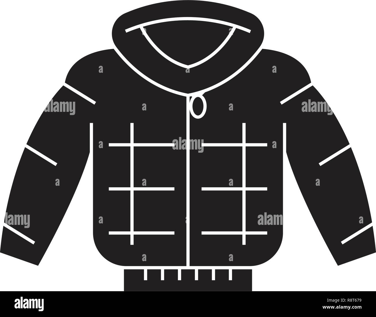 Down jacket black vector concept icon. Down jacket flat illustration ...