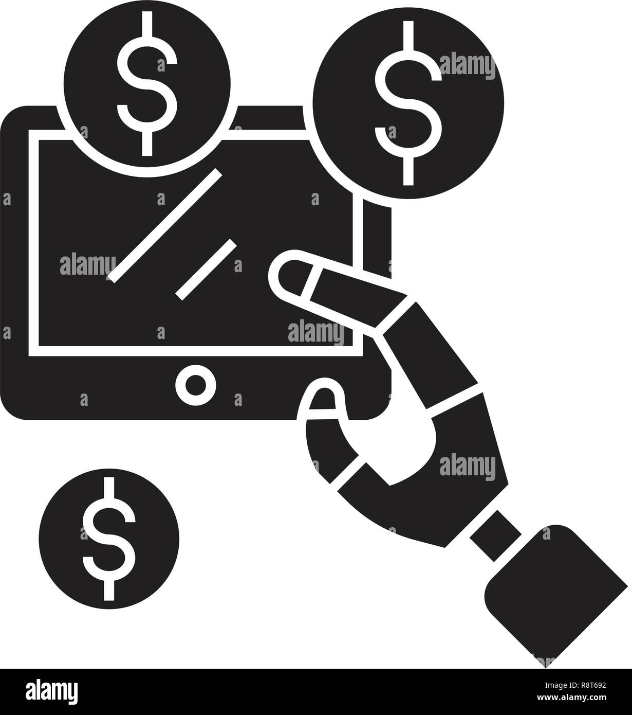Earnings online black vector concept icon. Earnings online flat ...
