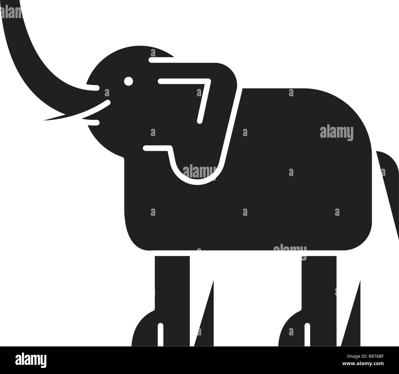 Elephant black vector concept icon. Elephant flat illustration, sign Stock Vector