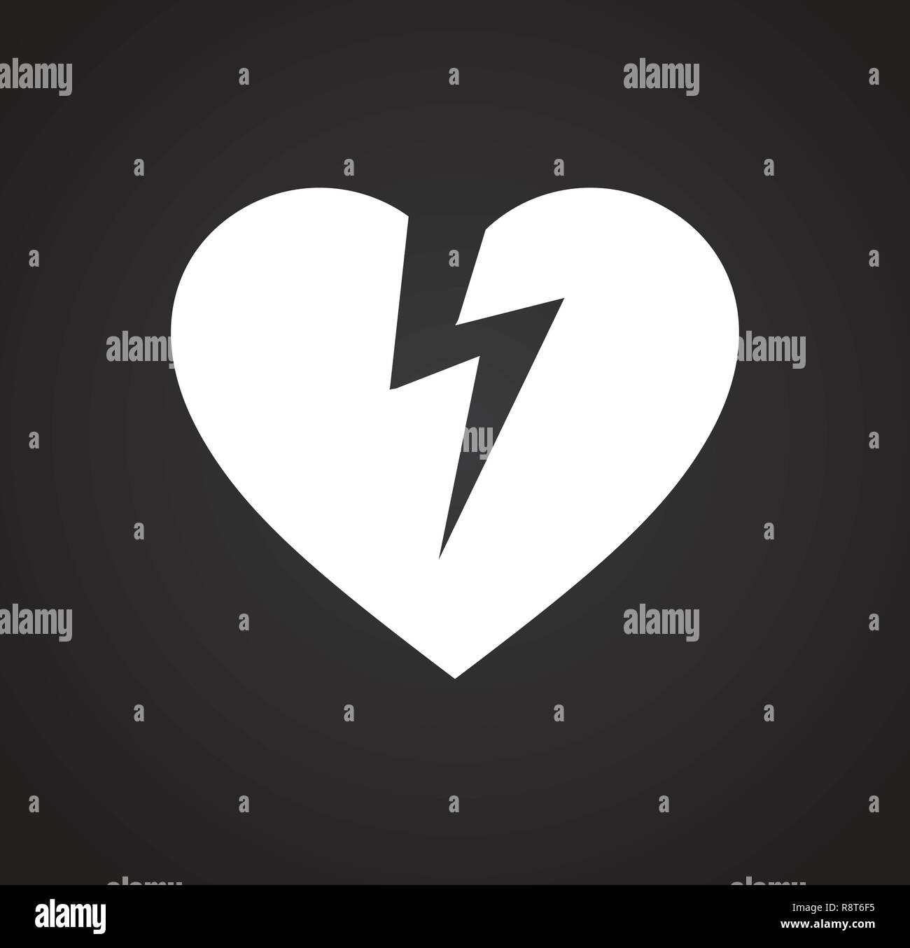 Broken heart icon on black background for graphic and web design ...