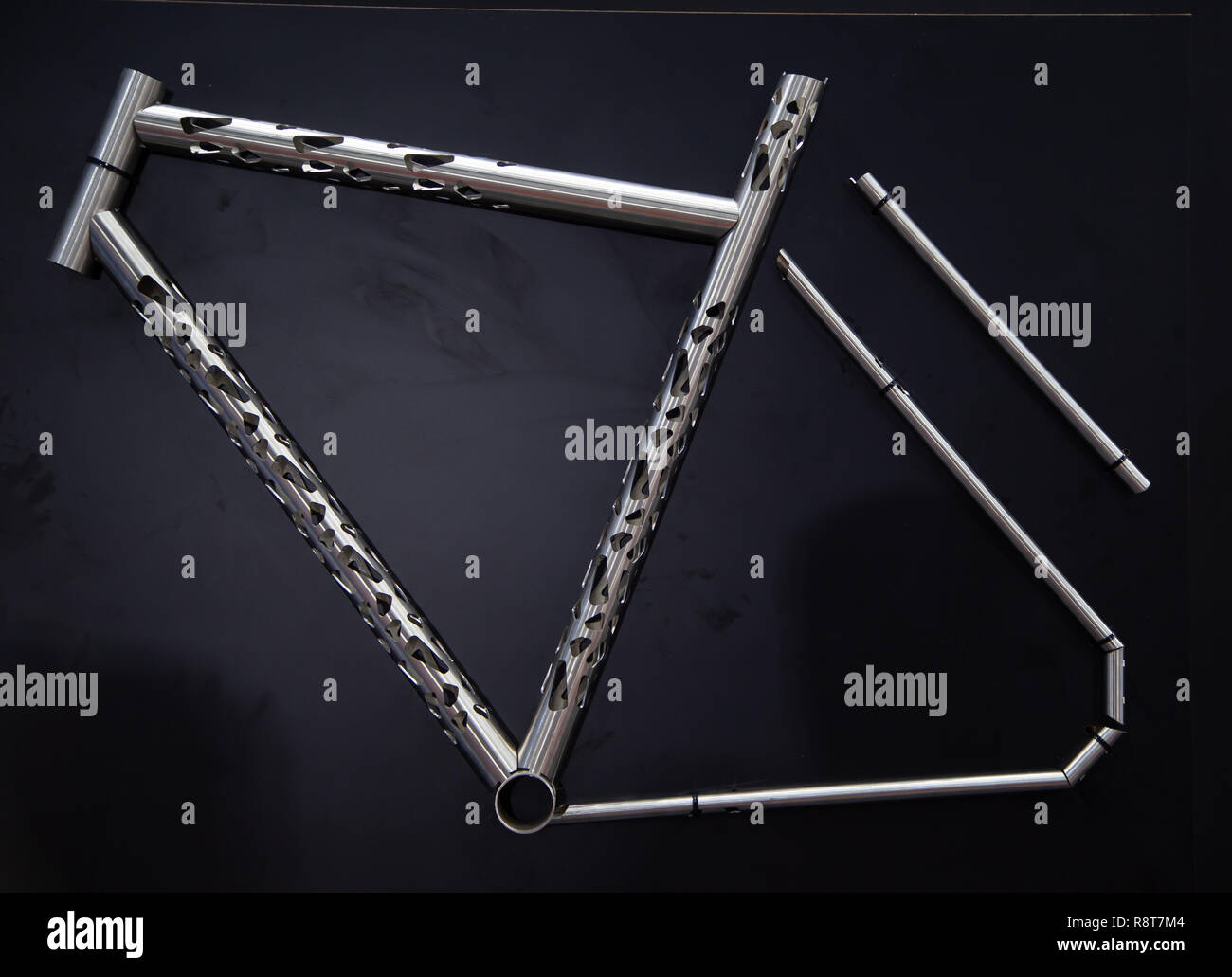 Beautiful bicycle frame made by CNC laser cutting machine Stock Photo
