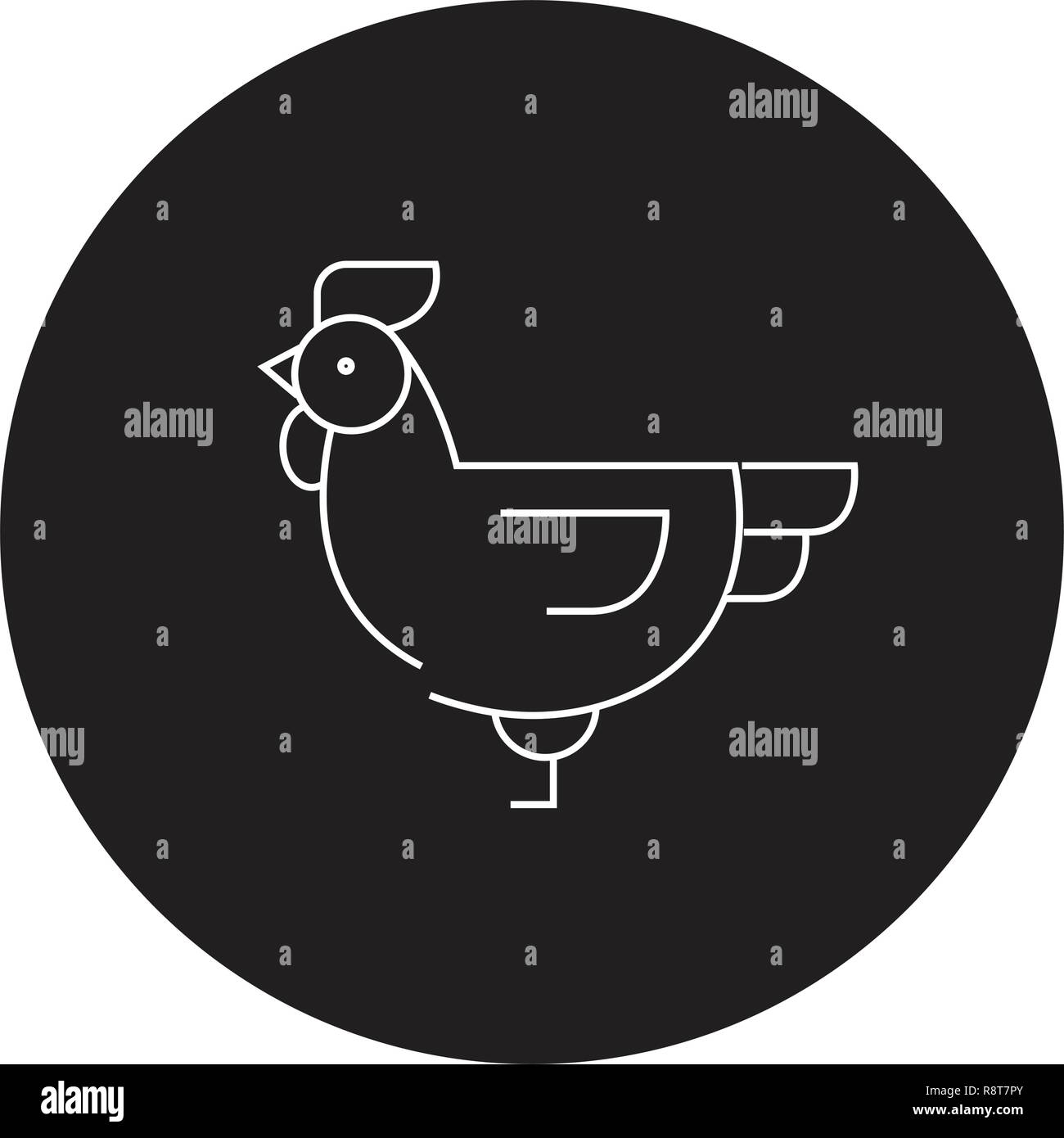 Farm chicken black vector concept icon. Farm chicken flat illustration ...