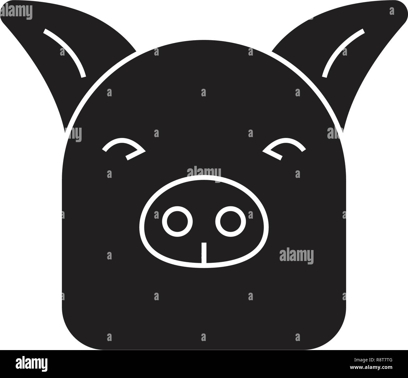 Farm pig black vector concept icon. Farm pig flat illustration, sign Stock Vector