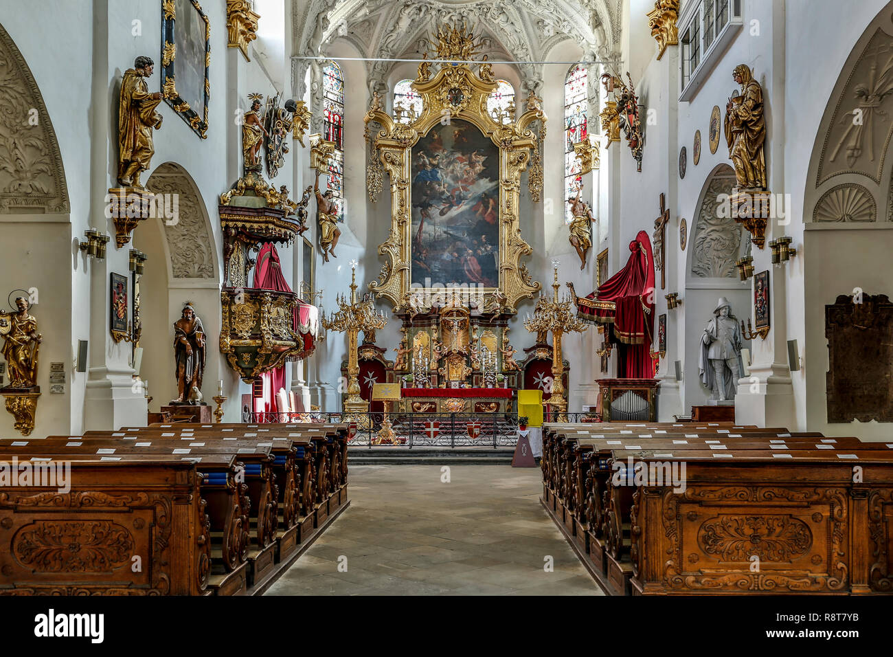 Interior, Church of Our Lady Victorious, Little Quarter, Prague, Czech Republic Stock Photo