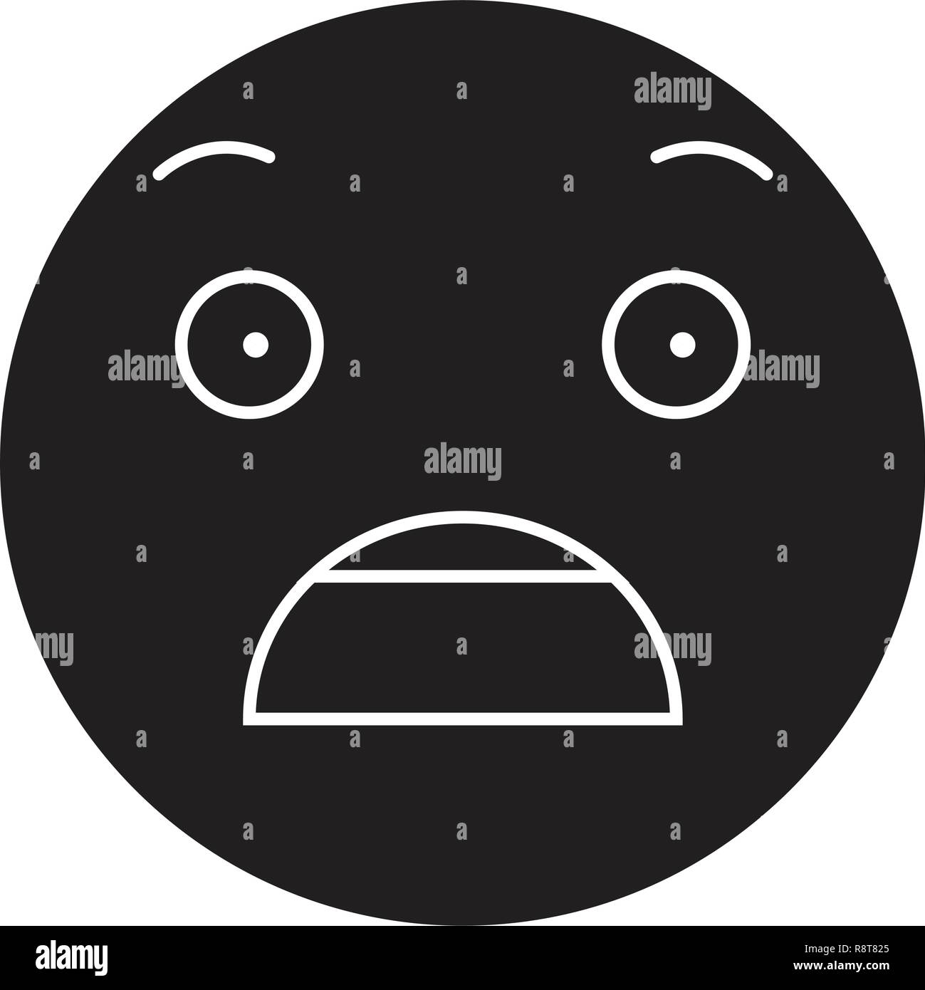 Fearful emoji black vector concept icon. Fearful emoji flat illustration, sign Stock Vector