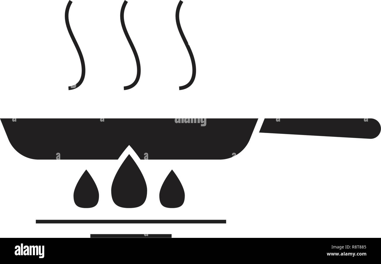 Frying pan black vector concept icon. Frying pan flat illustration