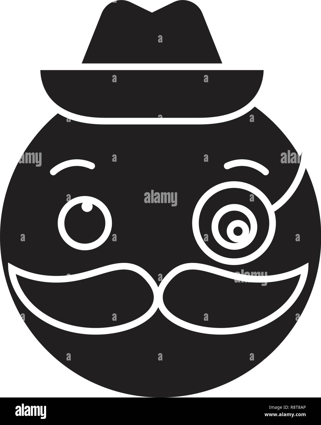 Gentlemen emoji black vector concept icon. Gentlemen emoji flat illustration, sign Stock Vector