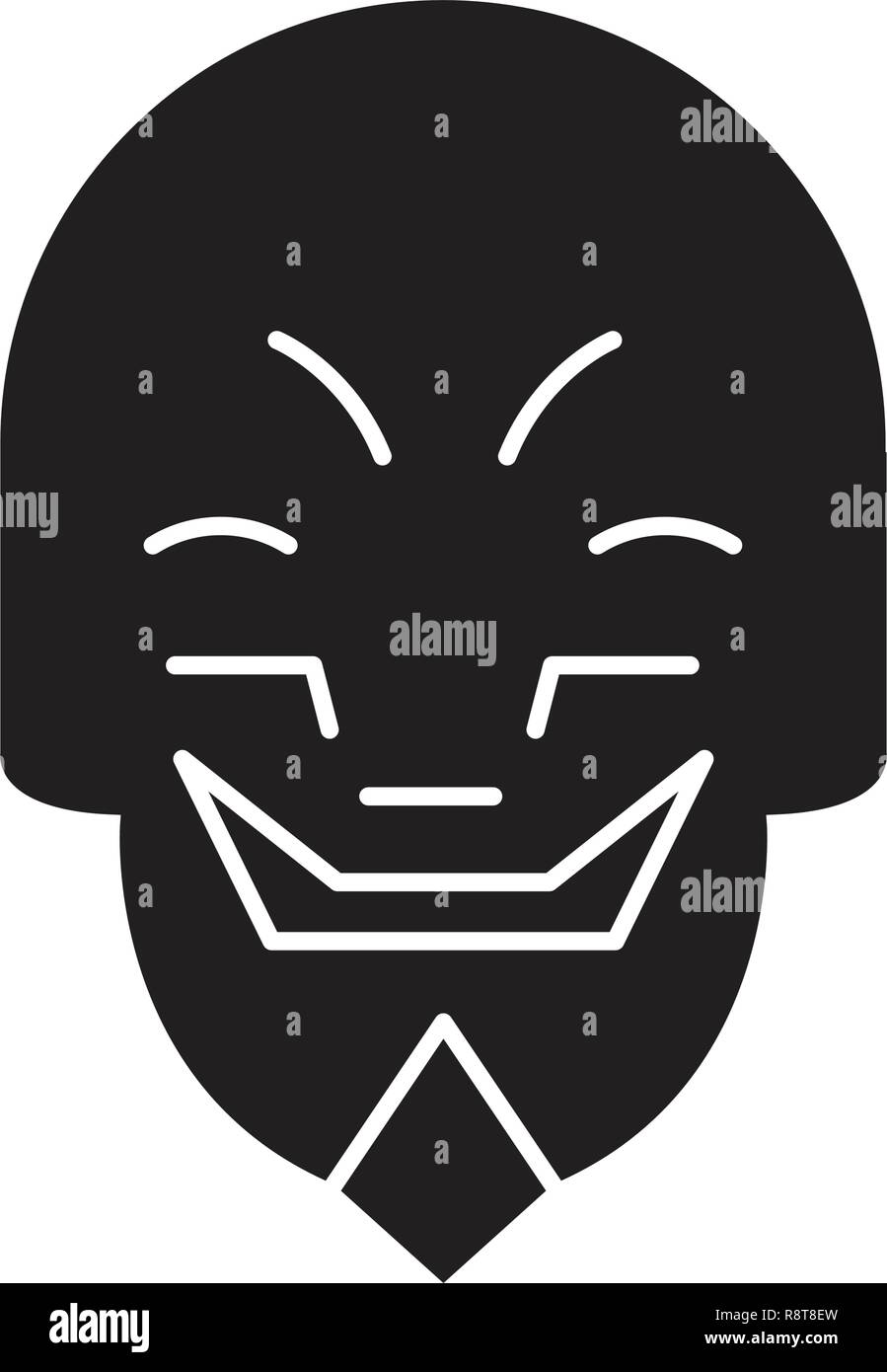 Grimacing mask emoji black vector concept icon. Grimacing mask emoji flat illustration, sign Stock Vector