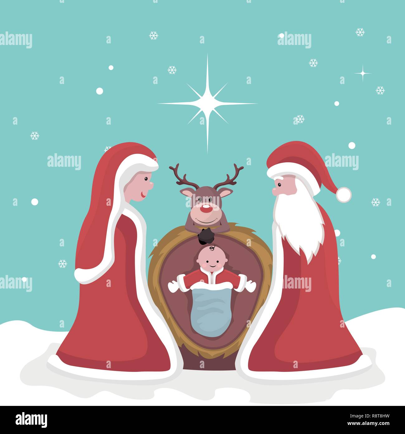 Christmas card of the birth of Jesus Stock Vector