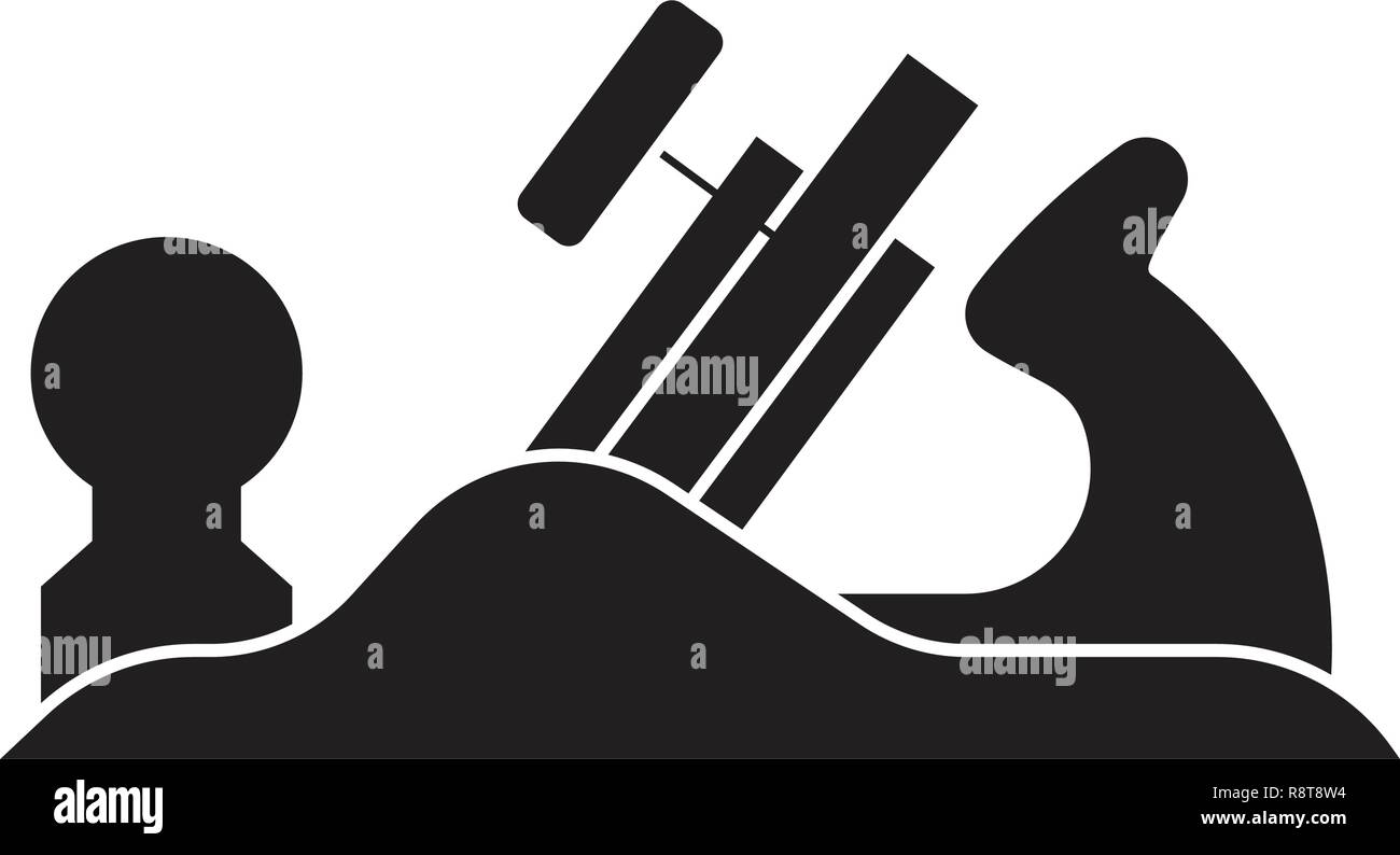 Jack plane black vector concept icon. Jack plane flat illustration, sign Stock Vector