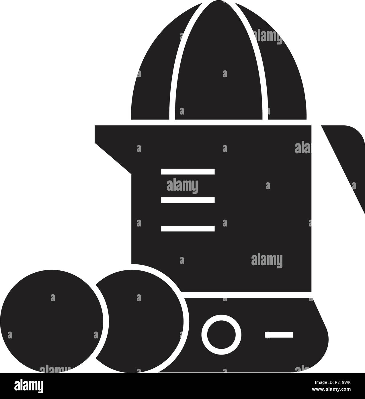 Juice squeezer black vector concept icon. Juice squeezer flat illustration, sign Stock Vector