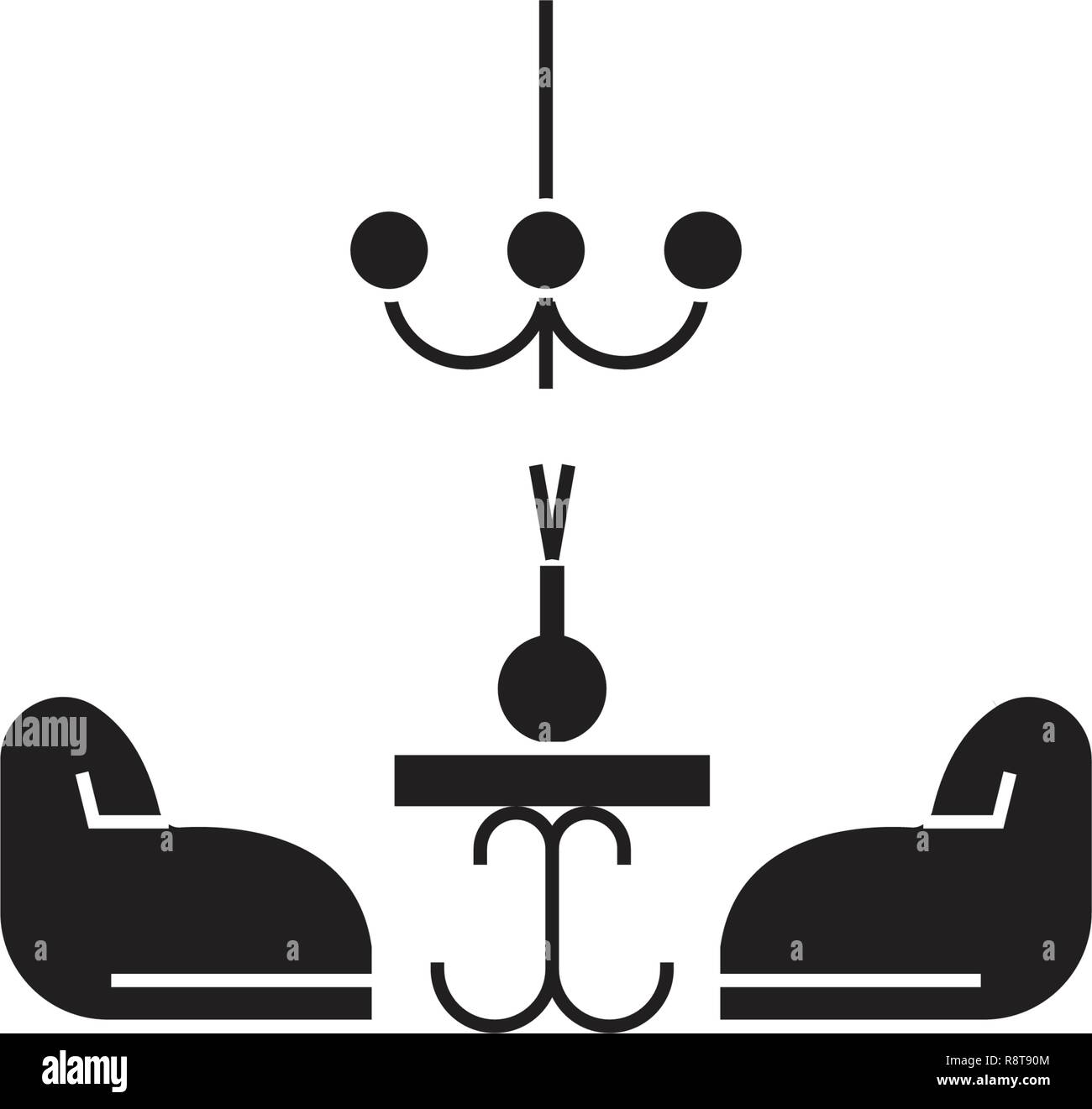 Living room black vector concept icon. Living room flat illustration ...