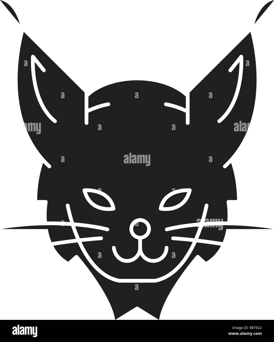 Lynx head black vector concept icon. Lynx head flat illustration, sign ...