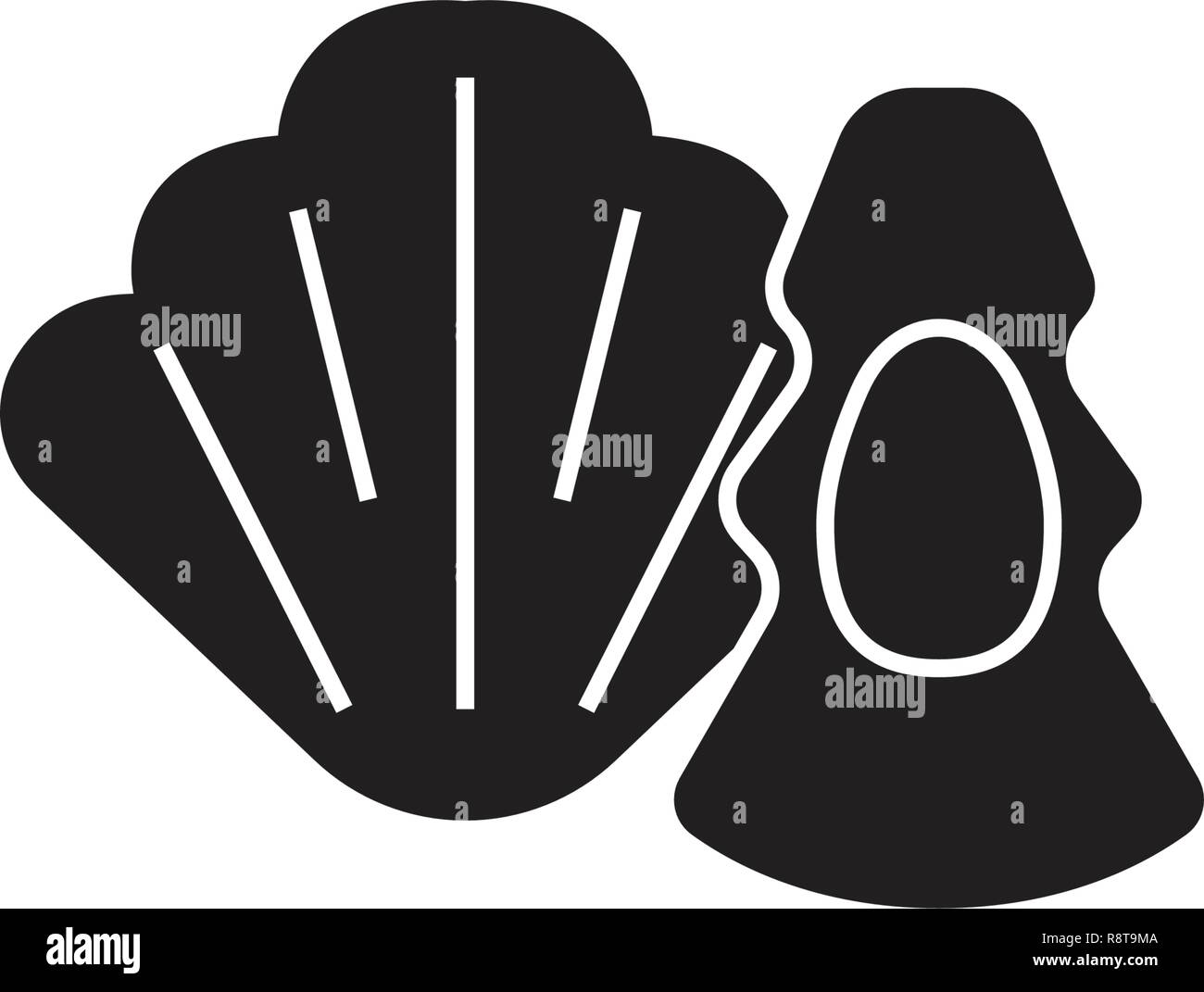 Oysters, scallops black vector concept icon. Oysters, scallops flat ...