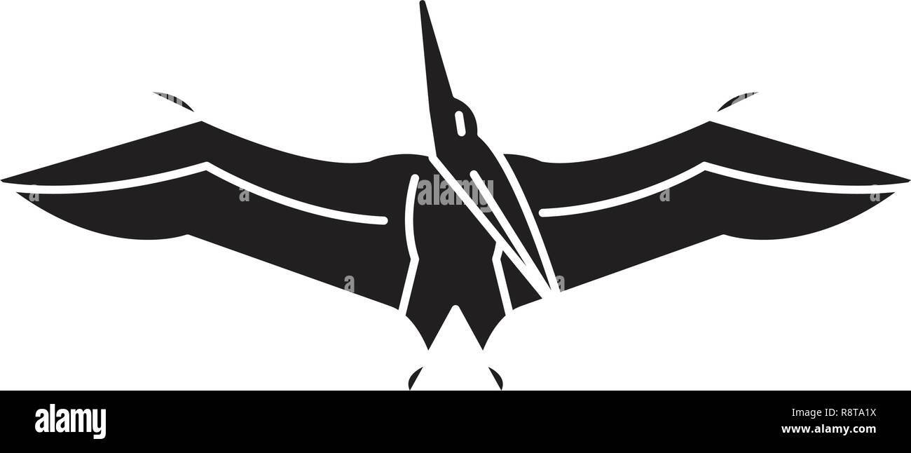 Pteranodon black vector concept icon. Pteranodon flat illustration, sign Stock Vector