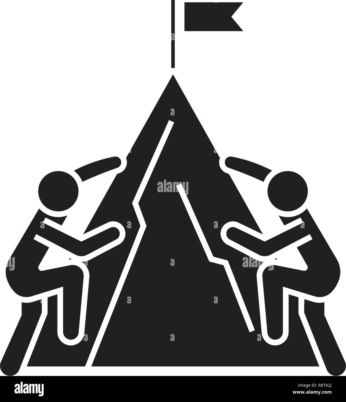 Racing climbers black vector concept icon. Racing climbers flat