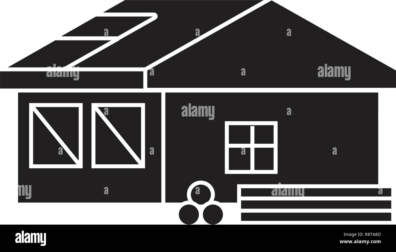 Roofing construction black vector concept icon. Roofing construction