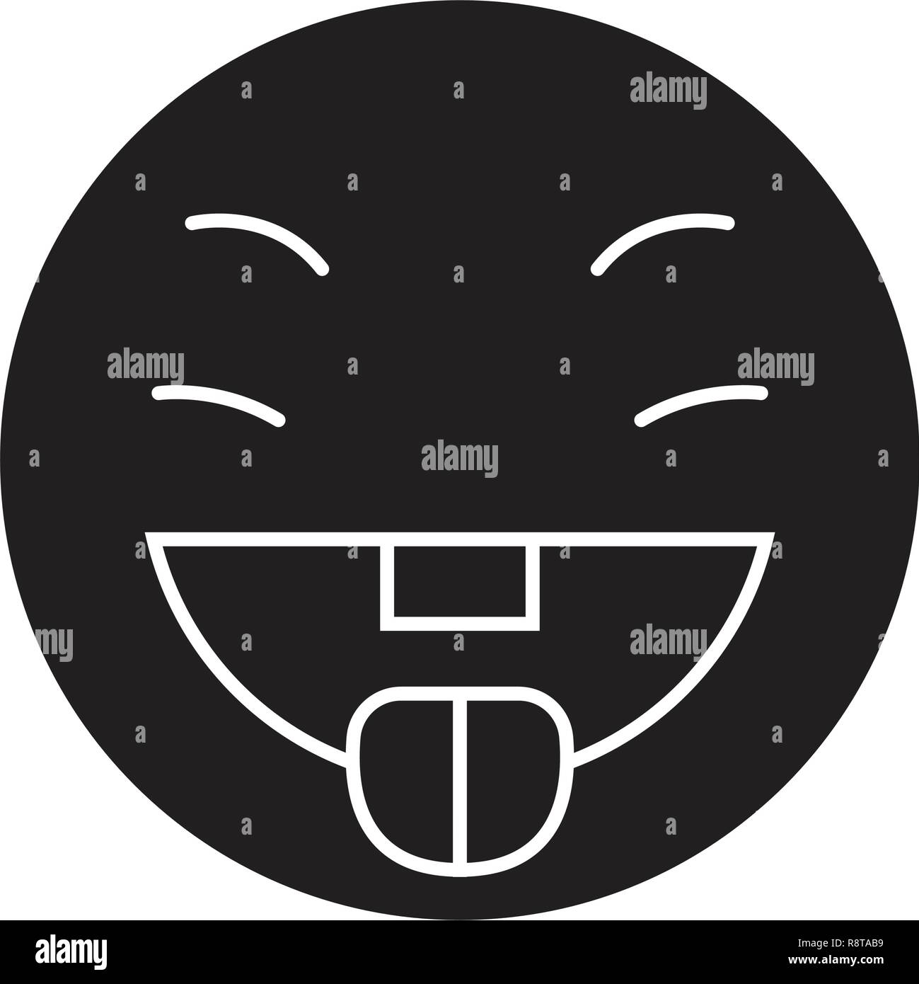 Savoring food emoji black vector concept icon. Savoring food emoji flat illustration, sign Stock Vector