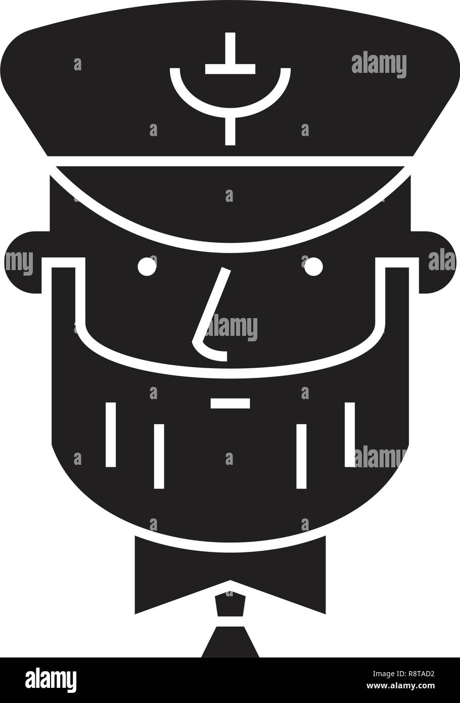 Sea captain black vector concept icon. Sea captain flat illustration ...