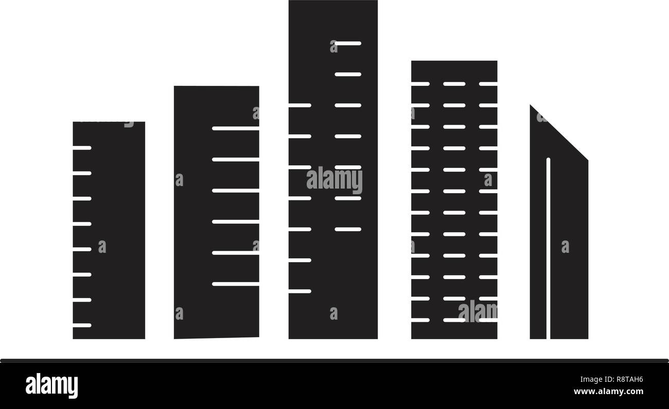 Skyscrapers black vector concept icon. Skyscrapers flat illustration ...