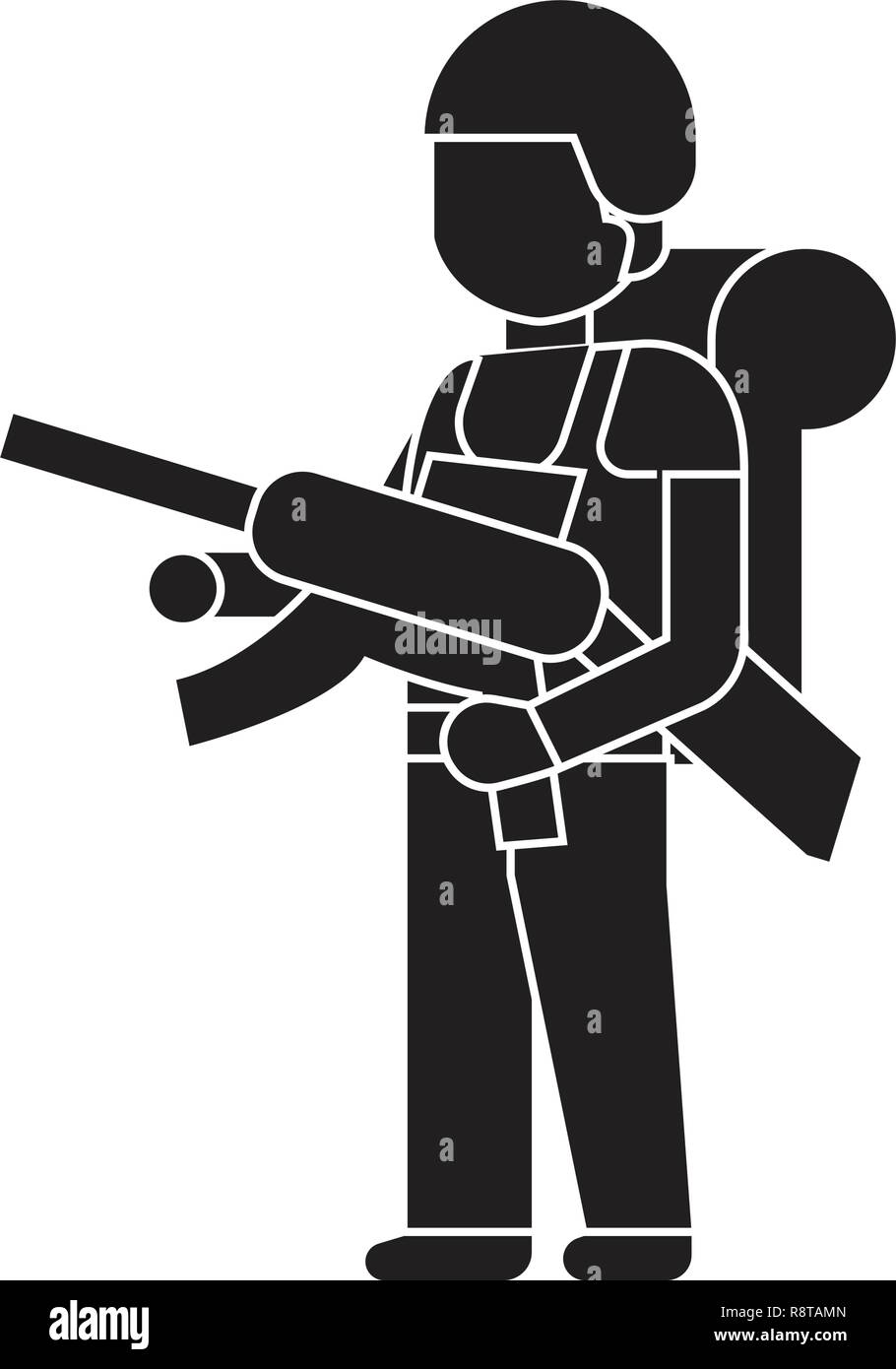 Soldier with a rifle black vector concept icon. Soldier with a rifle ...
