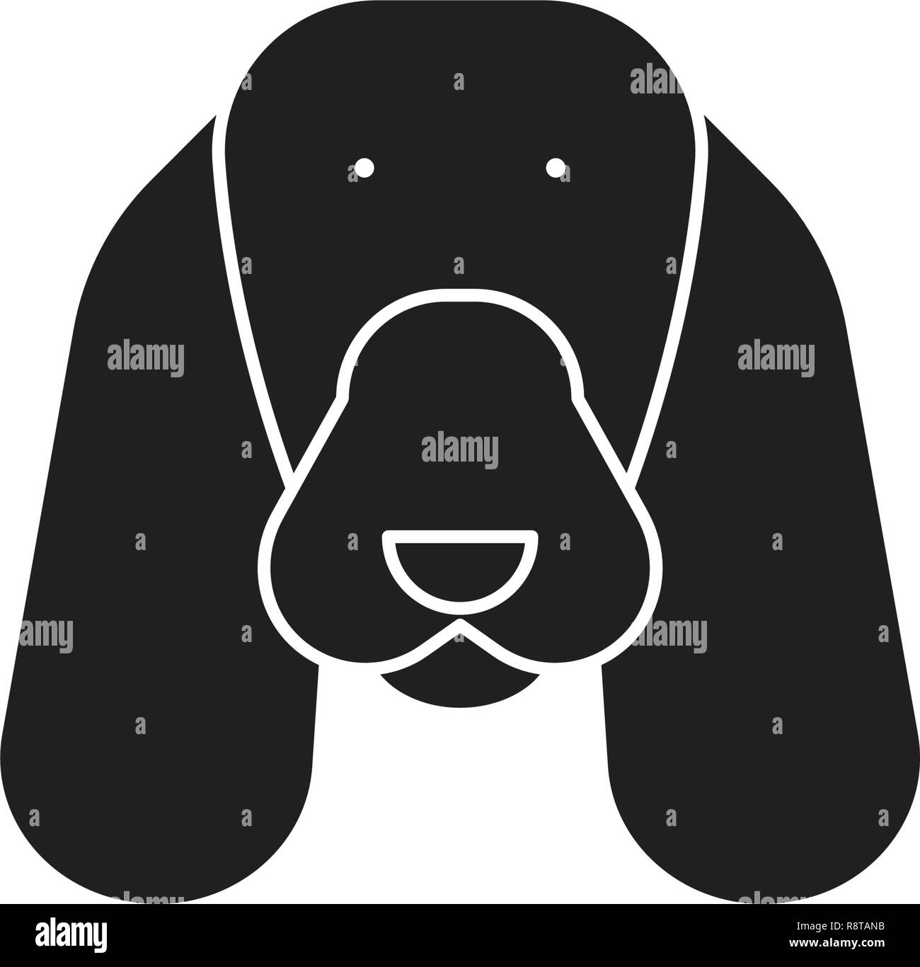 Spaniel black vector concept icon. Spaniel flat illustration, sign ...